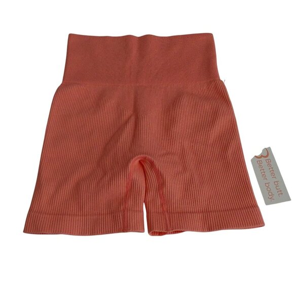 Bünda Pants - Bünda Seamless Ribbed High-Waisted Nylon Shorts Women Size XS Coral Better Butt